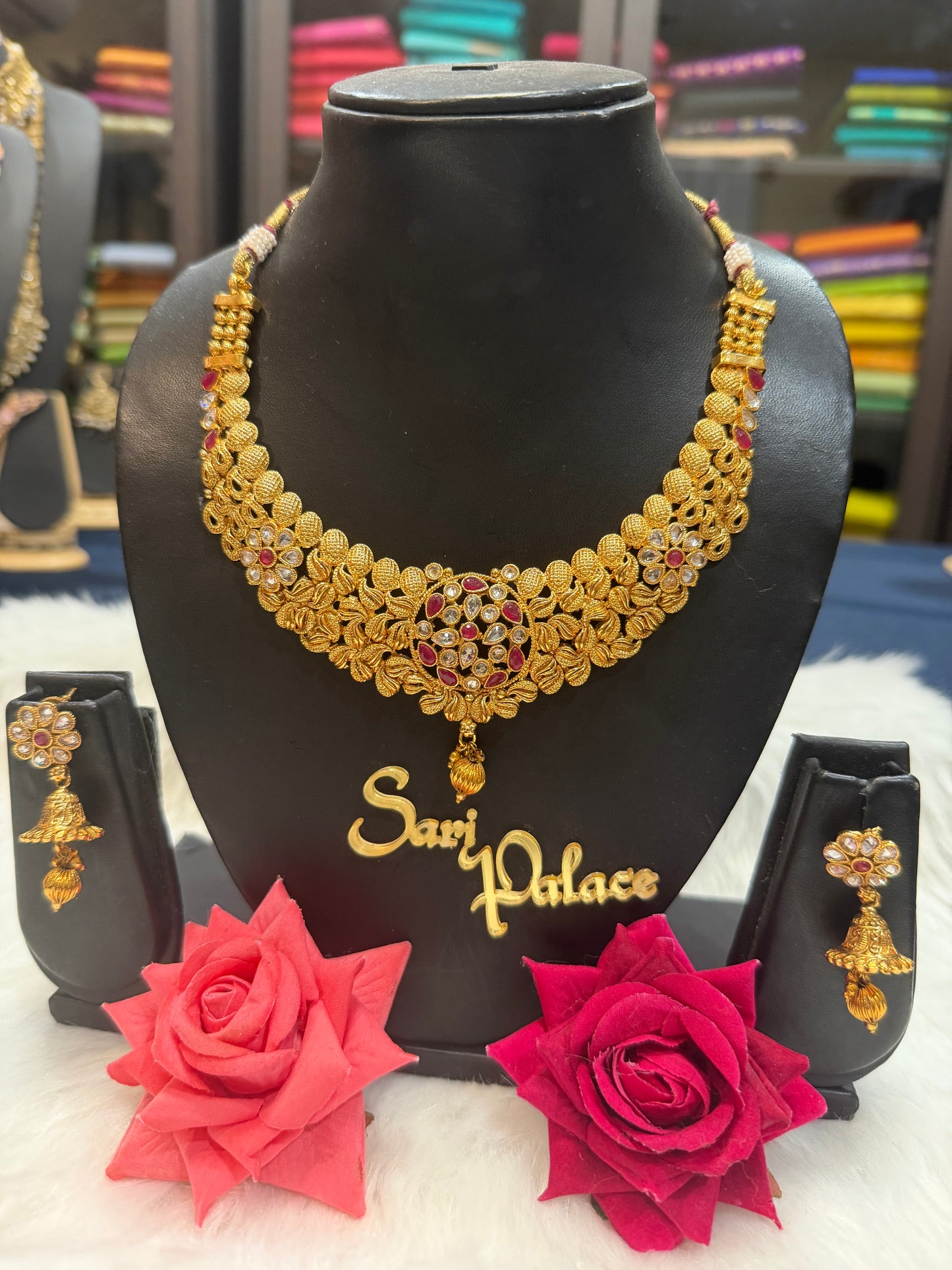 Indian Jewellery set Brass Necklace with Earrings N9