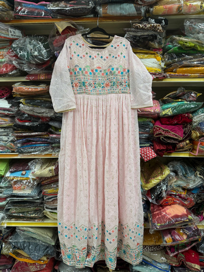 40” L Size 10 Indowestern Anarkali Georgette Gown Dress SS09