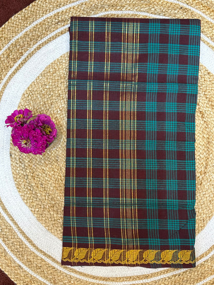 Sungudi Cotton Sari checked Indian Saree S64