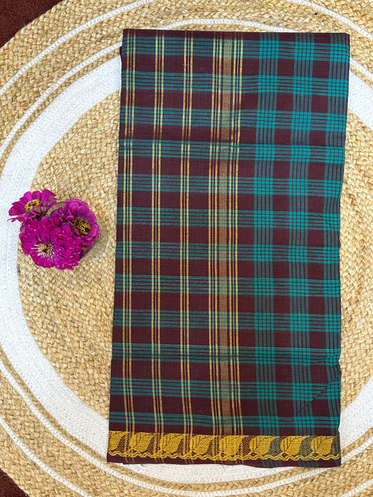 Sungudi Cotton Sari checked Indian Saree S64