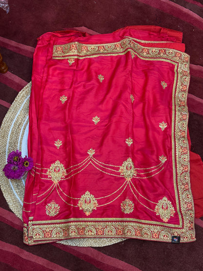 Reddish Pink Fancy Party Sari Indian Saree S38
