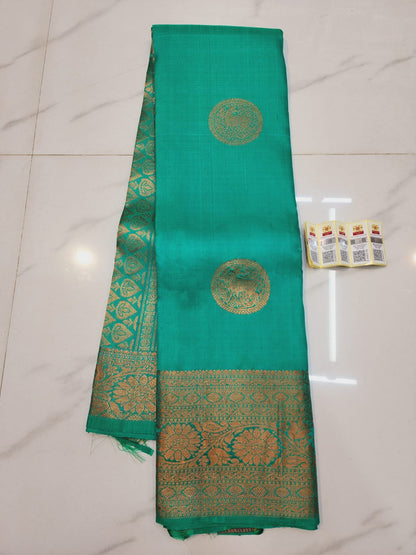 Kanchipuram Pure Silk Saree Rexona Green Kanjivaram Sari| SPK137