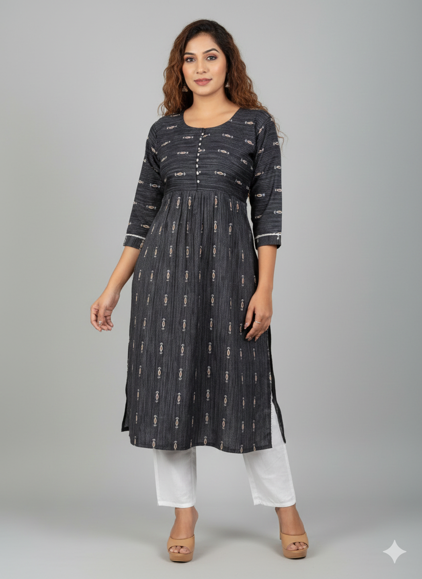 44 2XL Anarkali style Long Kurti with Pants Blue SS07