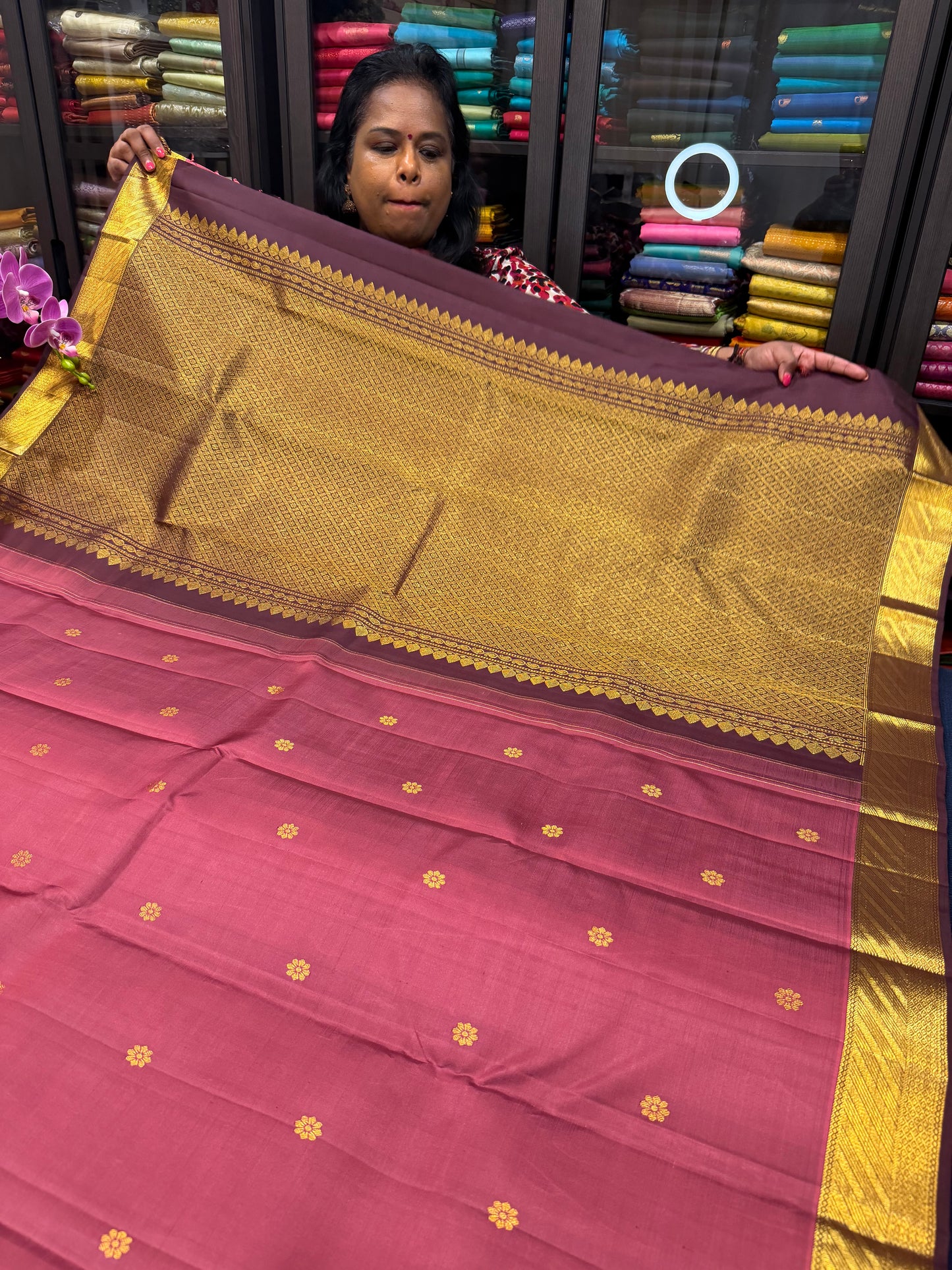 2g Gold Kanchipuram Pure Silk Saree Pink Kanjivaram Sari SPK209