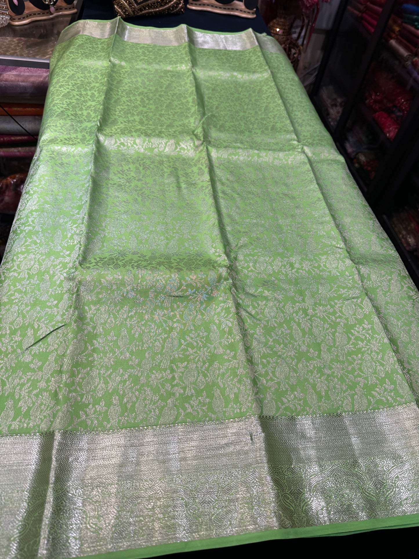 Kanchipuram Pure Silk Saree Light Green Kanjivaram Sari| SPK092