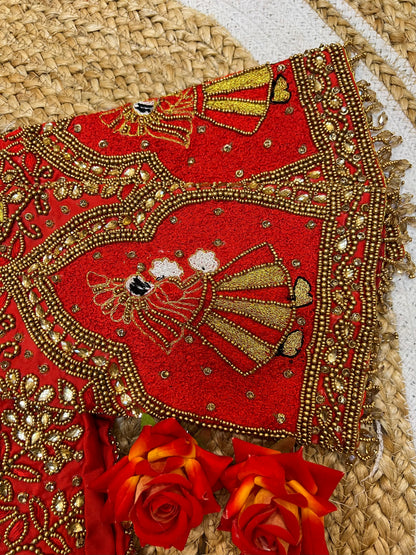 40” Bridal Aari hand Worked Sari Blouse Indian Top Choli Silk Red B35