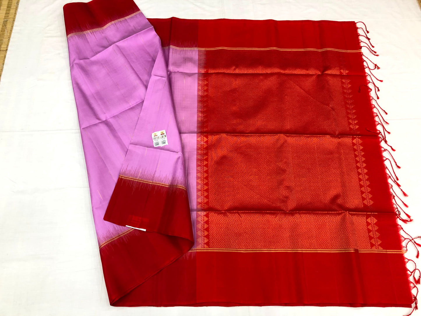 Pattu Soft Silk Indian Saree Pure Silk Sari Lavender Red SS49