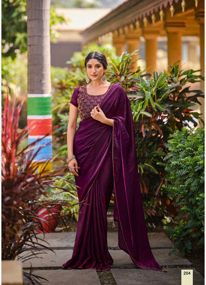 Blue Indian Fancy Party wear Saree Fendi Silk Bollywood Sari C24
