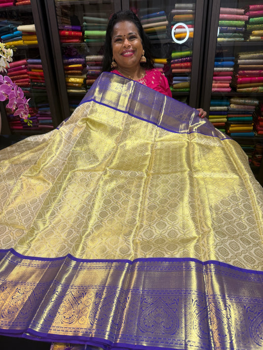 Kanchipuram Pure Silk Bridal Tissue Saree Indian Kanjivaram Sari SPK369