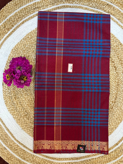Sungudi Cotton Sari checked Indian Saree S60