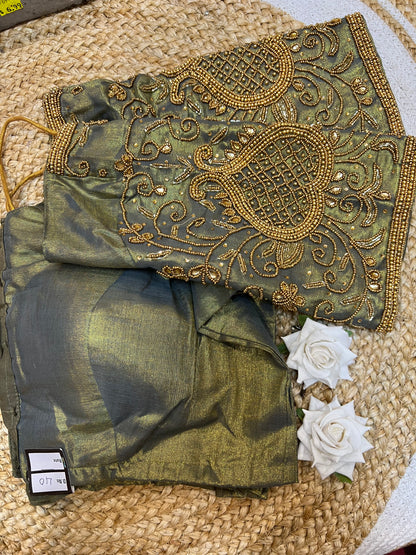 40” Aari hand Worked Sari Blouse Indian Top Choli Silk B27