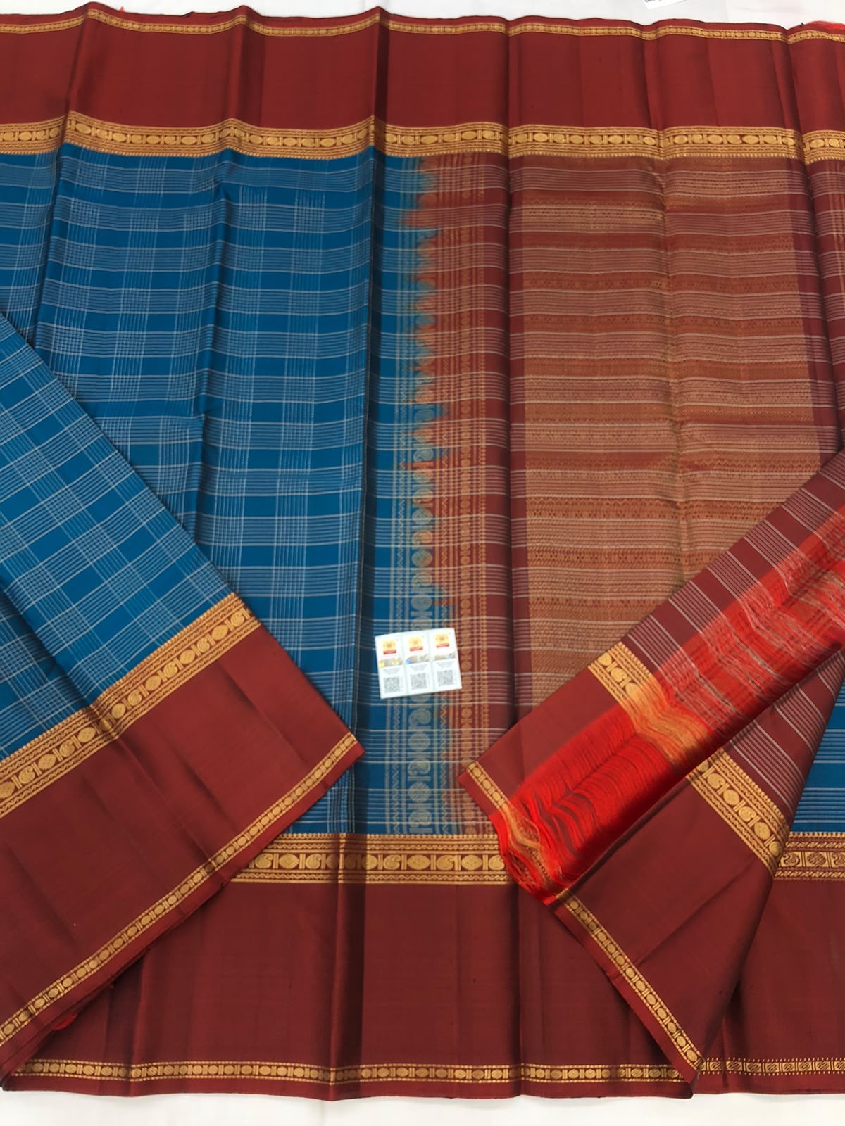 Vintage Kanchipuram Pure Silk Saree Bridal Indian Kanjivaram Sari SPK348