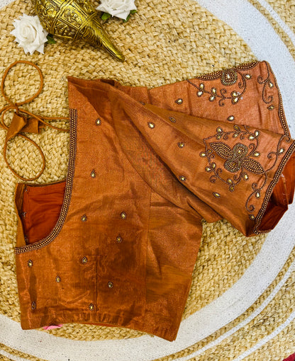 50” Size 20 Aari hand Worked Sari Blouse Indian Saree Top Choli Silk B46