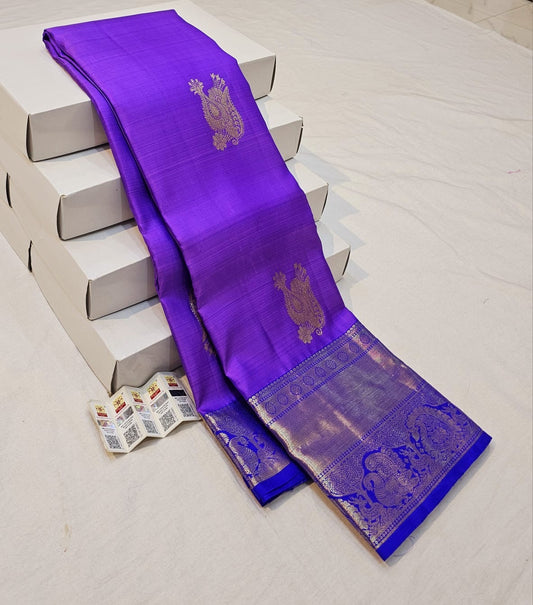 Kanchipuram Pure Silk Saree Bridal Lavender Kanjivaram Sari SPK271