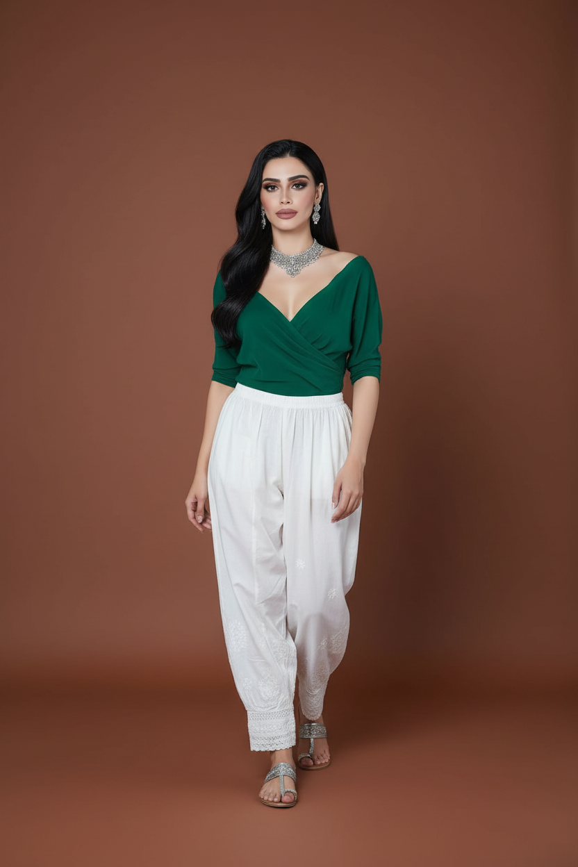 Small to XLarge Indian size Afghani White Pants P4