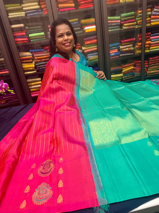 Kanchipuram Pure Silk Saree Bridal Kanjivaram Sari SPK296