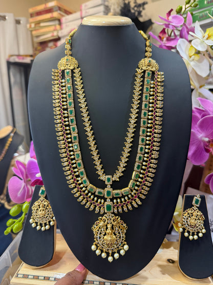 Indian Brass Necklace & Earrings Jewellery Set Haram N63