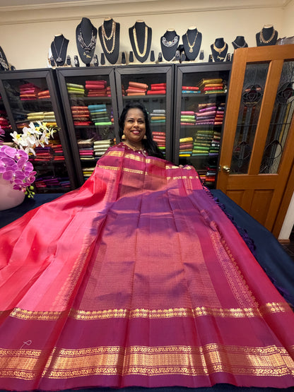 Vintage Kanchipuram Pure Silk Saree Bridal Indian Kanjivaram Sari SPK346