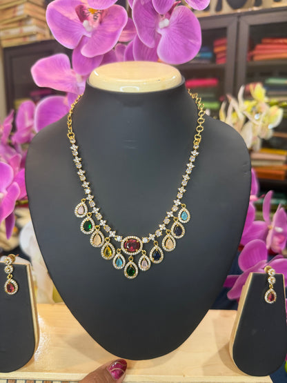 Premium Quality Indian Necklace & Earrings set Jewellery Set Multi colour N103