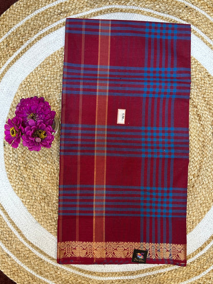 Sungudi Cotton Sari checked Indian Saree S60