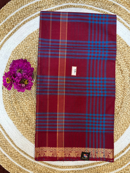 Sungudi Cotton Sari checked Indian Saree S60