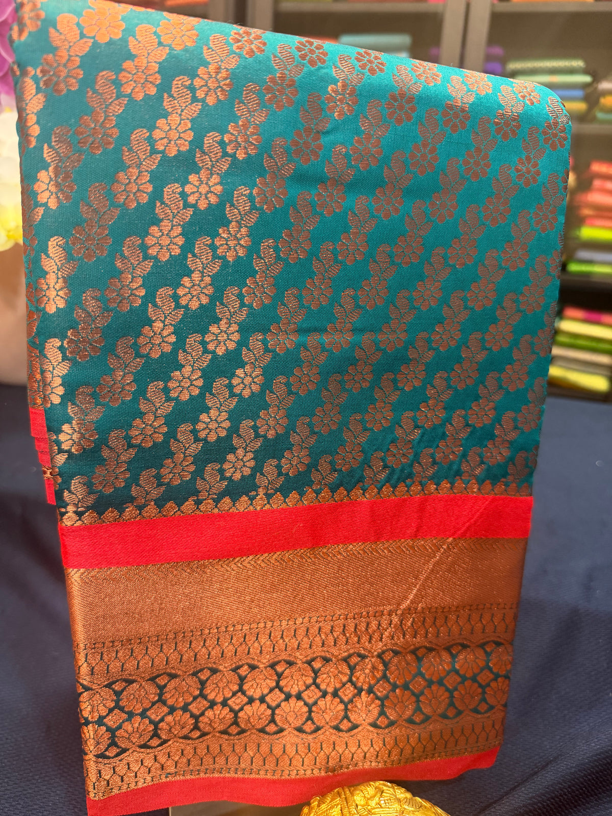 Sari Indian Bollywood Art Silk Greenish Blue Diwali Saree Z13 Col 4