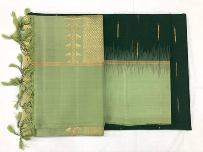 Kanchipuram Pattu Soft Silk Saree Pure Silk Sari Green | SS15