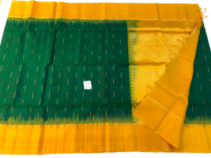 Pattu Soft Silk Indian Saree Pure Silk Sari Green Yellow SS55