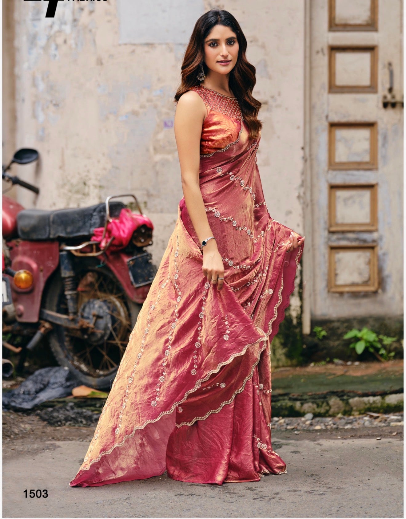 Indian Fancy Party wear Saree Fendi Silk Bollywood Sari C23