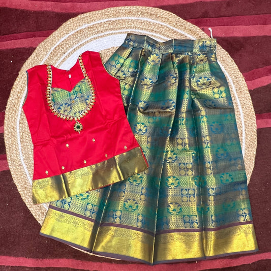 Indian Lehenga Pattu Pavadai Sattai Skirt Top G27