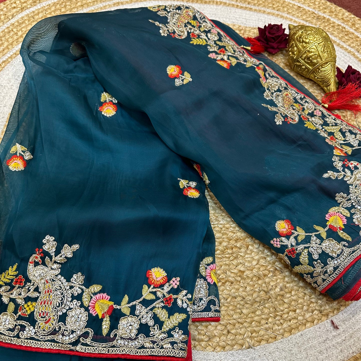 Sari Indian Fancy Party wear Teal Saree SAR12