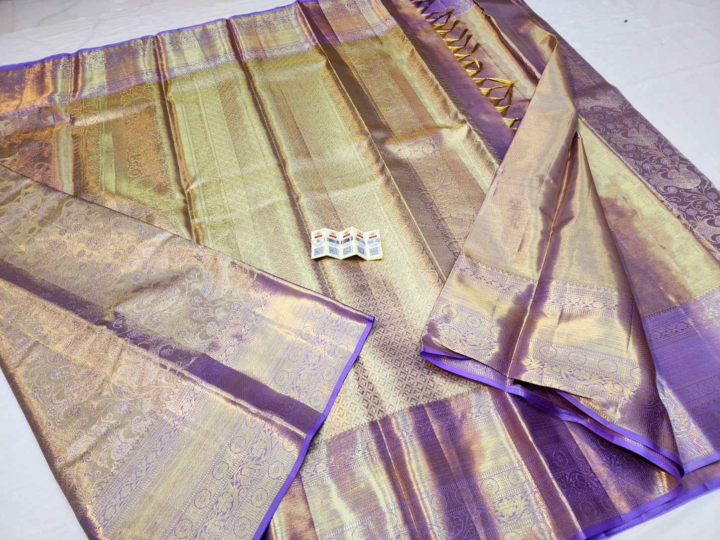 Bridal Tissue Kanchipuram Pure Silk Saree Lavender Kanjivaram Sari| SPK140