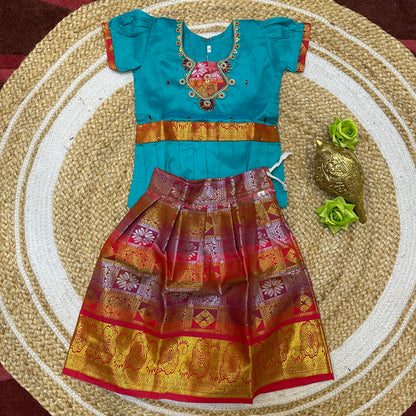 Indian Lehenga Pattu Pavadai Sattai Skirt Top G32