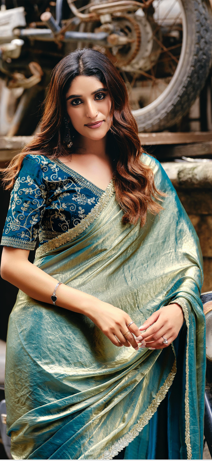 Indian Fancy Party wear Saree Fendi Silk Sari Green S137