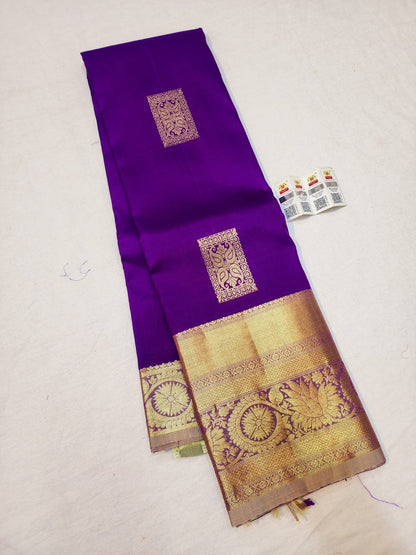 Kanchipuram Pure Silk Saree Bridal Purple Kanjivaram Sari SPK251