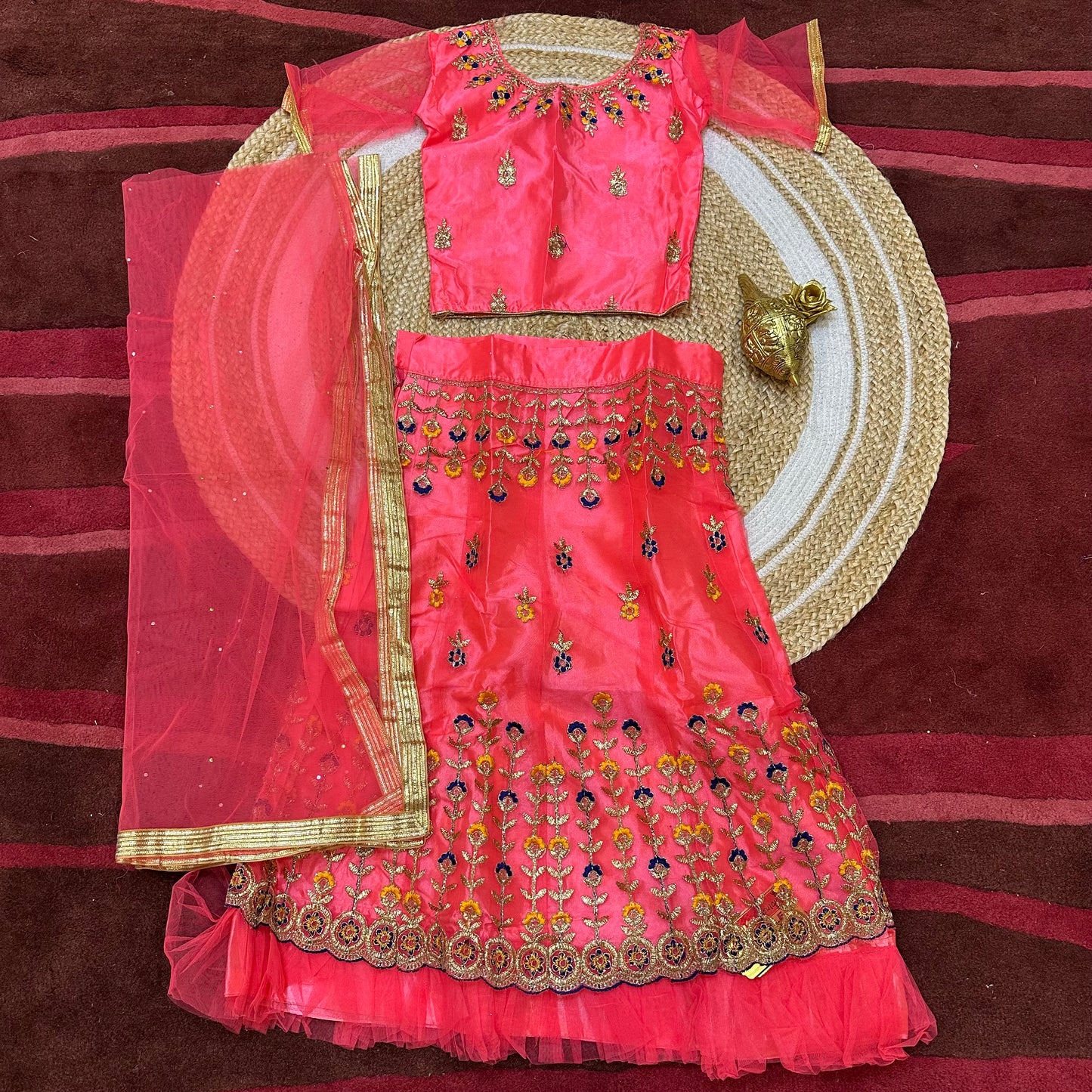 32” Size Age 7 to 9 Indian Lehenga Pavadai Sattai Skirt Top G80 Col 1