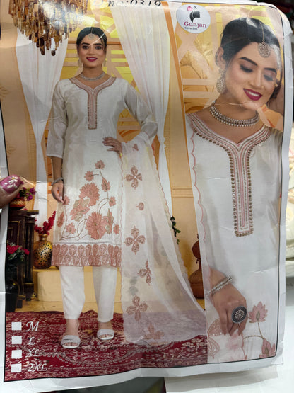 Indian 3 piece Outfit Salwar Kameez Kurti Set Suit Z9