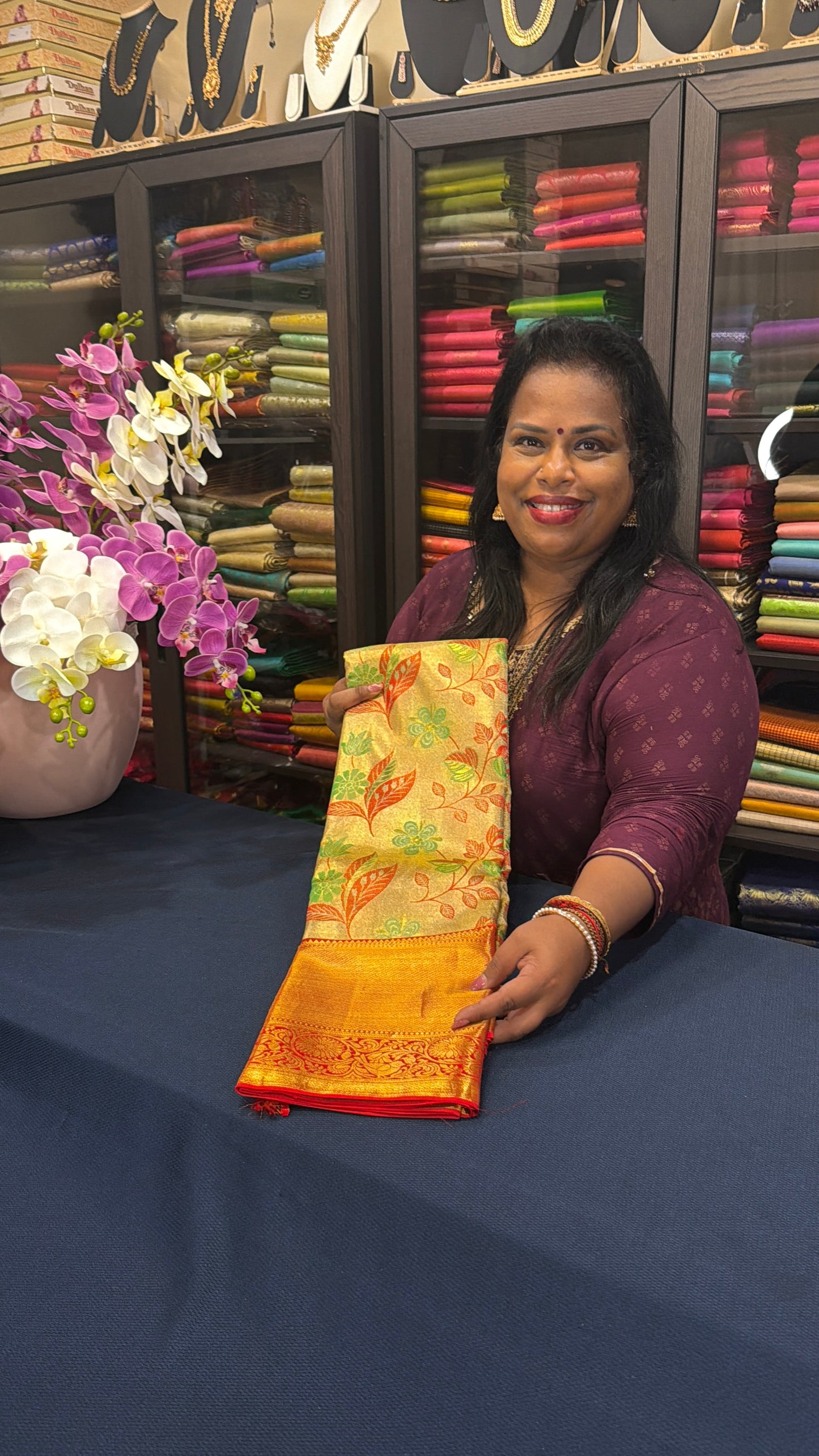 Kanchipuram Pure Silk Saree Bridal Tissue Kanjivaram Sari SPK240