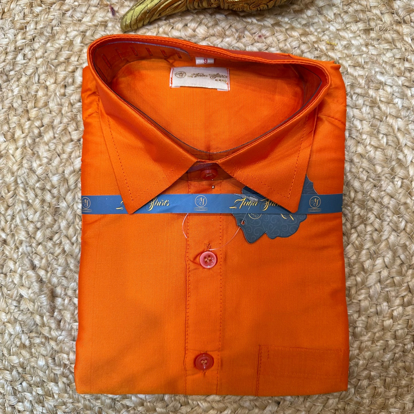 Kids Indian Boyswear Velcro Vesti & Shirt combo Orange Cream Dhotti V10