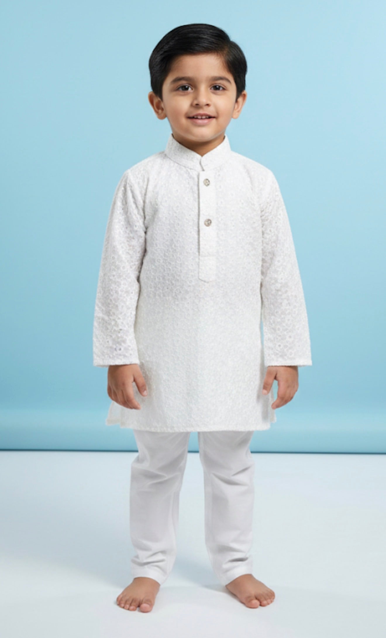 Size 1 Age Boys Sherwani Outfit Cotton White K2