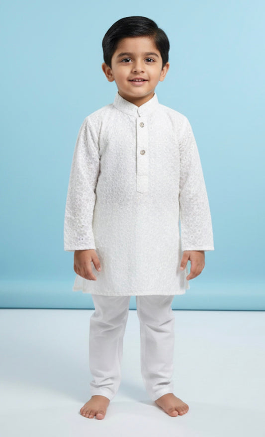 Size 13 Age 9-11 Boys Sherwani Outfit Cotton White K5