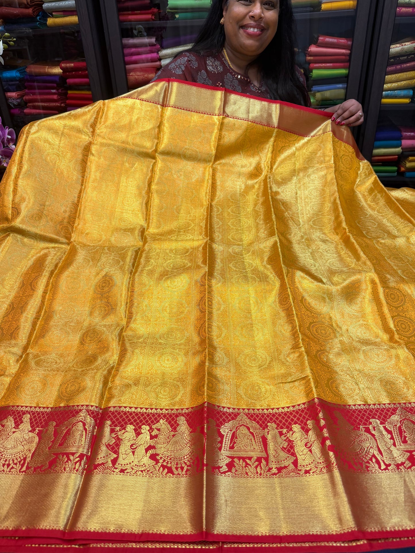 Kanchipuram Pure Silk Saree Indian Kanjivaram Bridal Sari SPK423