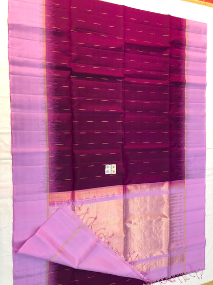 Kanchipuram Pattu Soft Silk Indian Saree Pure Silk Sari Magenta SS35