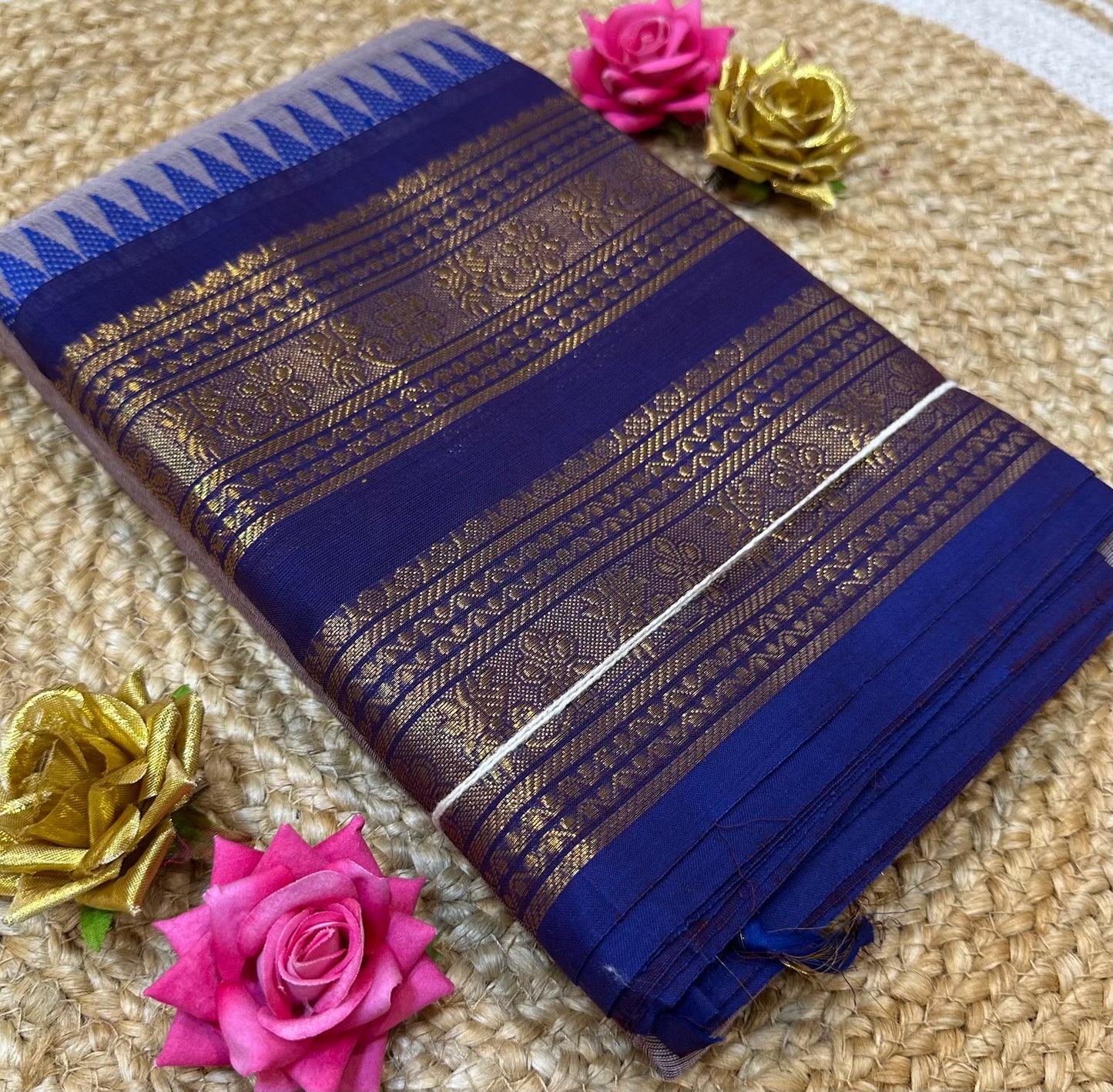 Chettinad Silk Cotton Traditional Kanchi Sari South Indian Saree S142