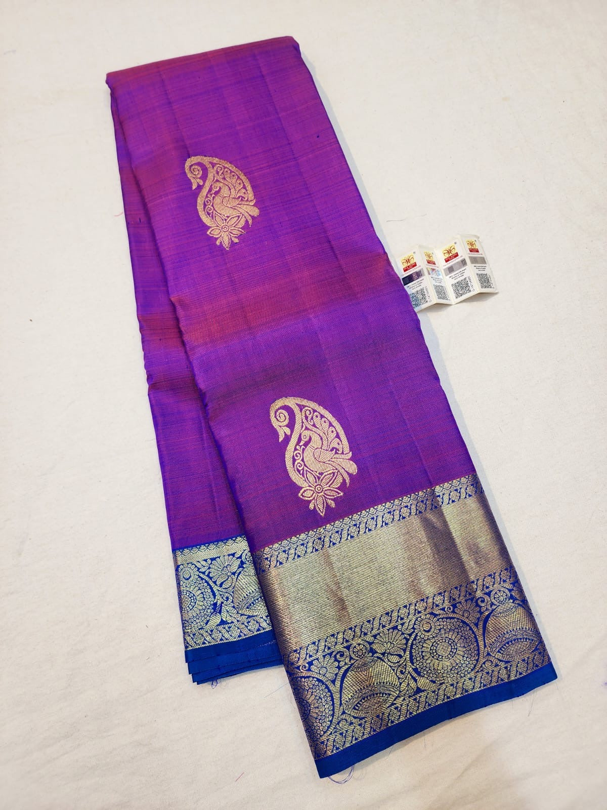 Kanchipuram Pure Silk Saree Bridal Blue Kanjivaram Sari SPK258