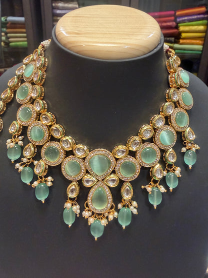 Kundan style Indian Jewellery Necklace set Mint N11