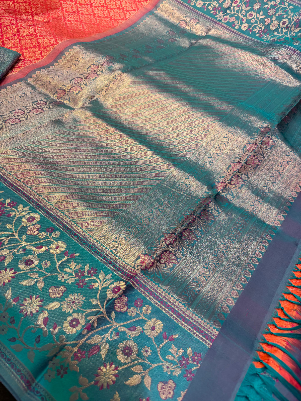Bridal Kanchipuram Meenakari Pure Silk Saree Kanjivaram Sari SPK478