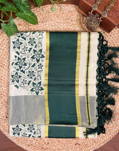 Plum Wine Kerala Vishu Sari Indian Premium Cream Saree C7