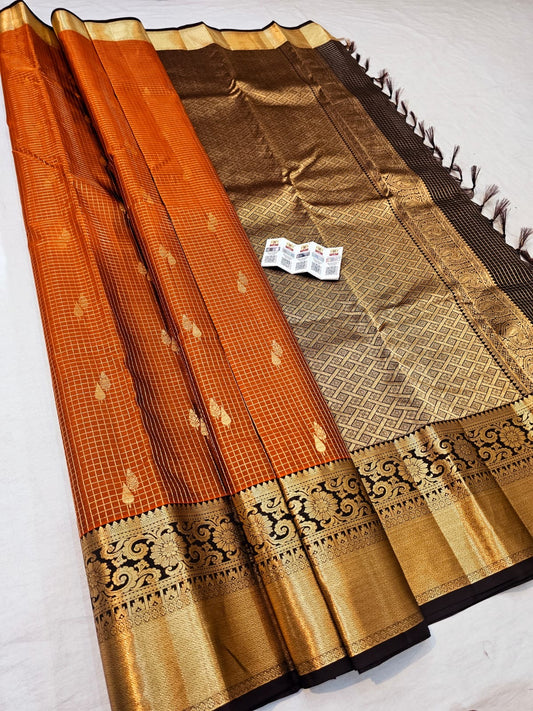 Kanchipuram Pure Silk Saree Bridal Indian Kanjivaram Sari SPK344