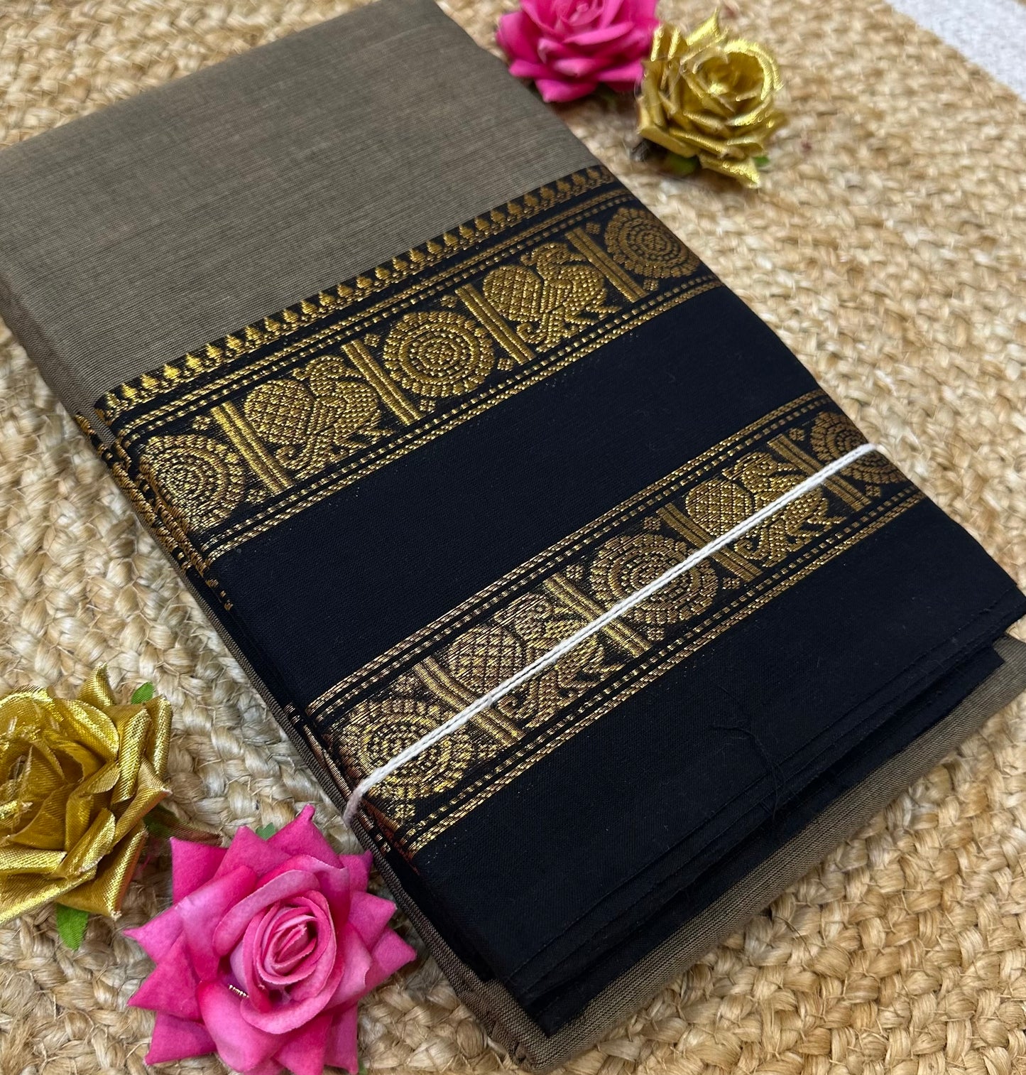 Chettinad Silk Cotton Traditional Kanchi Sari South Indian Saree S142